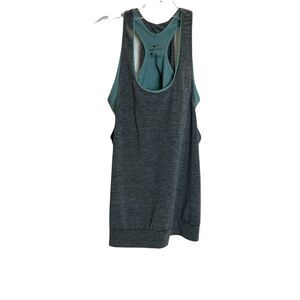 Nike Women’s Dri Fit Activewear Tank Top Small Built In Sports Bra Gray Green